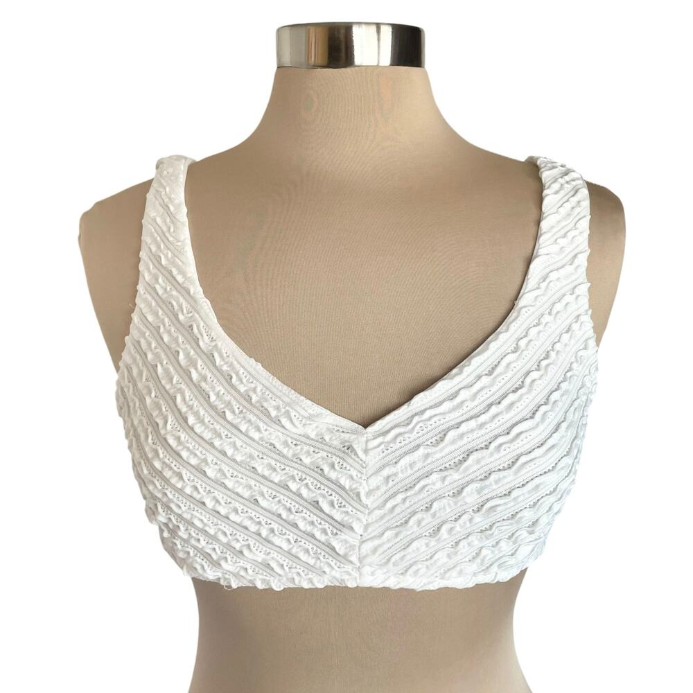 12th Tribe West‎ Coast White Crop Top MED Festival Textured Summer Vacation Glam - Picture 3 of 9